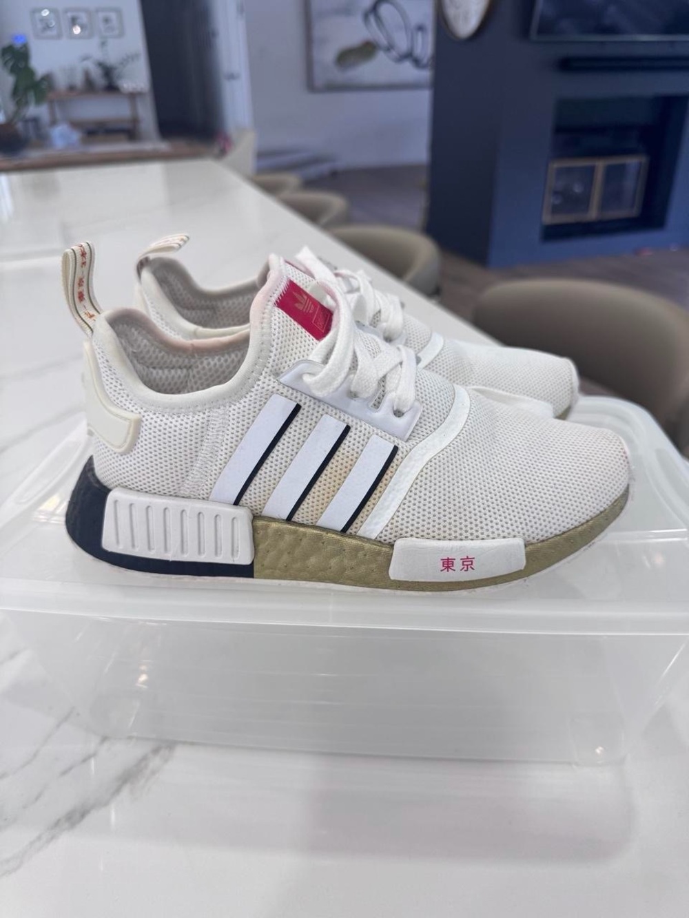 adidas White Kids Sneakers with Black and Pink Accents